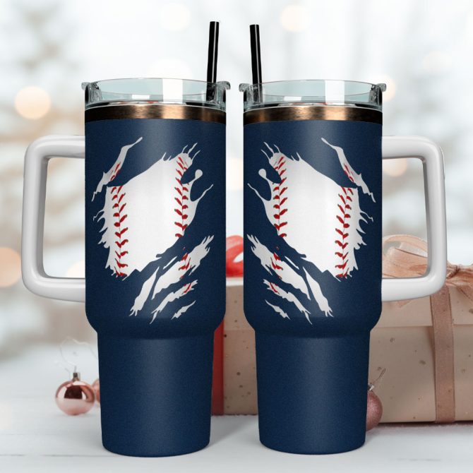 Baseball Sports Custom Stanley Quencher 40Oz Stainless Steel Tumbler With Handle - Image 4