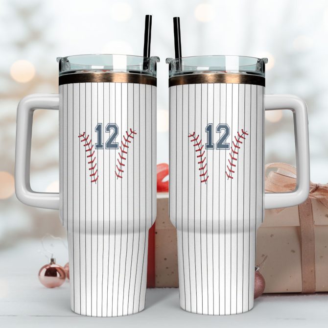 Baseball Sports Custom Stanley Quencher 40Oz Stainless Steel Tumbler With Handle - Image 4