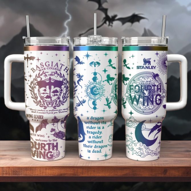 Basgiath War College Fourth Wing Custom Stanley Quencher 40Oz Stainless Steel Tumbler With Handle