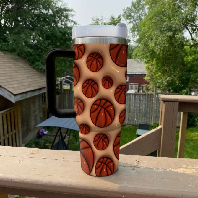 Basketball Custom Stanley Quencher 40Oz Stainless Steel Tumbler With Handle - Image 3