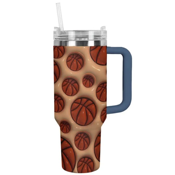 Basketball Custom Stanley Quencher 40Oz Stainless Steel Tumbler With Handle - Image 9