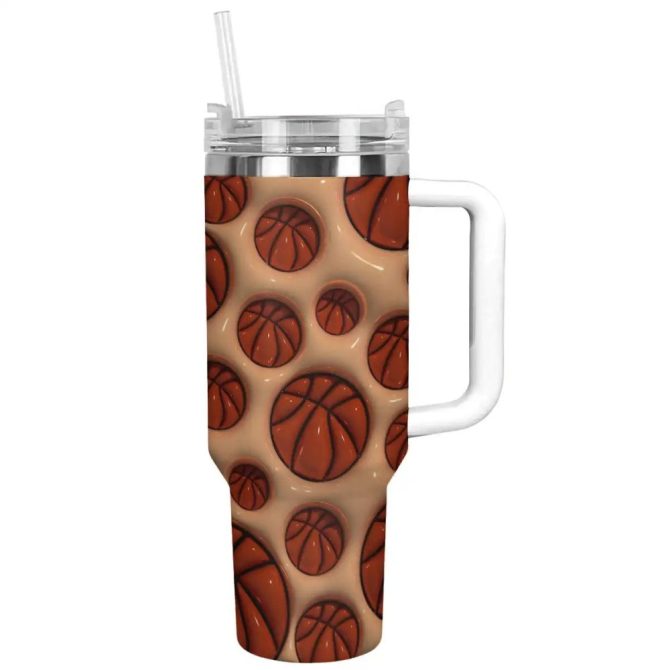 Basketball Custom Stanley Quencher 40Oz Stainless Steel Tumbler With Handle - Image 8