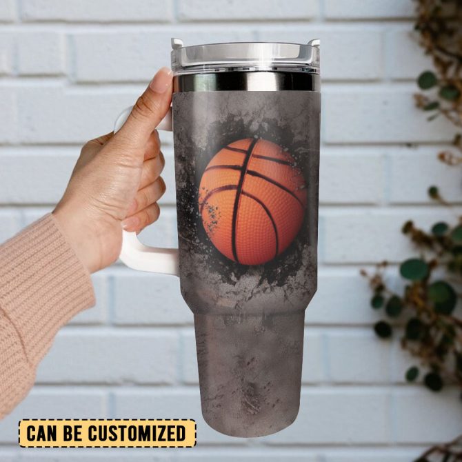 Basketball Sports Custom Stanley Quencher 40Oz Stainless Steel Tumbler With Handle - Image 3