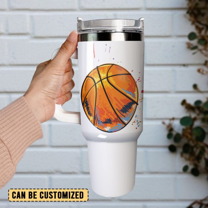 Basketball Sports Custom Stanley Quencher 40Oz Stainless Steel Tumbler With Handle - Image 3