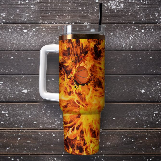Basketball Sports Custom Stanley Quencher 40Oz Stainless Steel Tumbler With Handle - Image 2