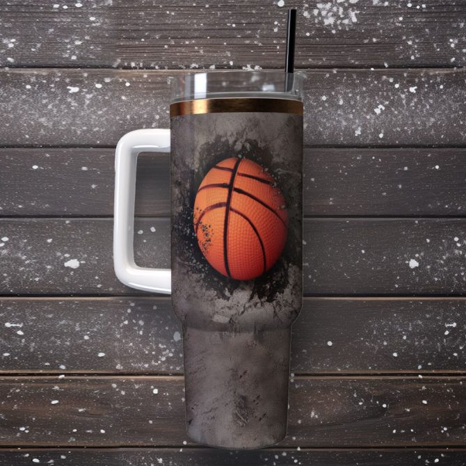 Basketball Sports Custom Stanley Quencher 40Oz Stainless Steel Tumbler With Handle - Image 2