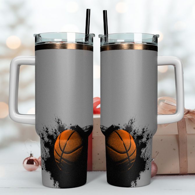 Basketball Sports Custom Stanley Quencher 40Oz Stainless Steel Tumbler With Handle - Image 4