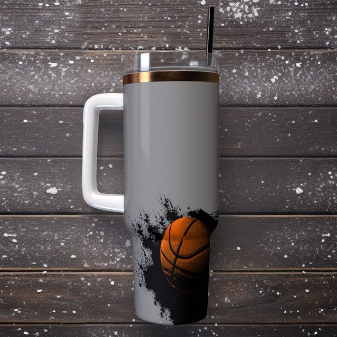 Basketball Sports Custom Stanley Quencher 40Oz Stainless Steel Tumbler With Handle - Image 2