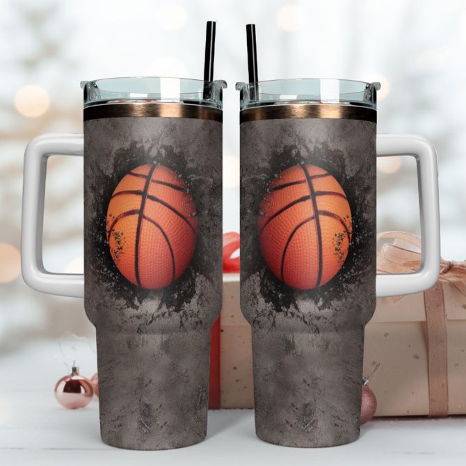 Basketball Sports Custom Stanley Quencher 40Oz Stainless Steel Tumbler With Handle - Image 4