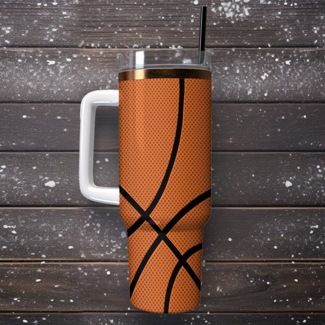 Basketball Sports Custom Stanley Quencher 40Oz Stainless Steel Tumbler With Handle - Image 2