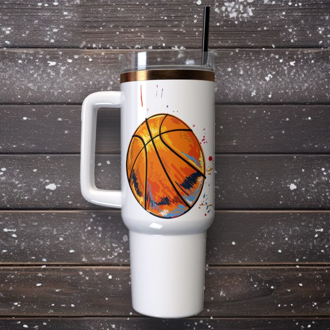 Basketball Sports Custom Stanley Quencher 40Oz Stainless Steel Tumbler With Handle - Image 2