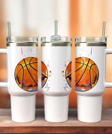 Basketball Sports Custom Stanley Quencher 40Oz Stainless Steel Tumbler With Handle