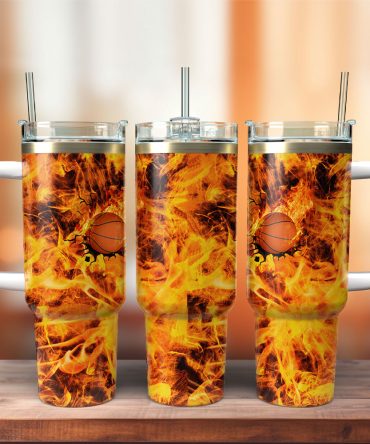 Basketball Sports Custom Stanley Quencher 40Oz Stainless Steel Tumbler With Handle