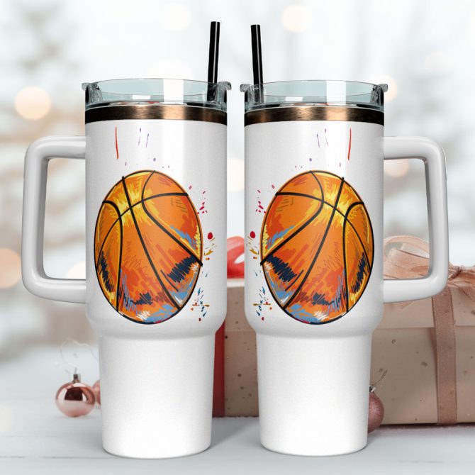 Basketball Sports Custom Stanley Quencher 40Oz Stainless Steel Tumbler With Handle - Image 4