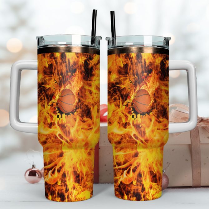 Basketball Sports Custom Stanley Quencher 40Oz Stainless Steel Tumbler With Handle - Image 4