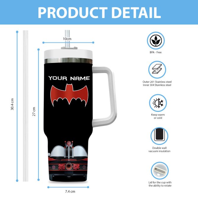 Batman Movies Custom Stanley Quencher 40Oz Stainless Steel Tumbler - Image 5