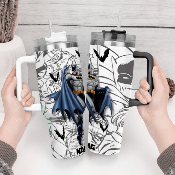 Batman Movies Custom Stanley Quencher 40Oz Stainless Steel Tumbler With Handle - Image 3