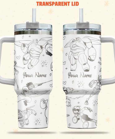 Baymax Big Hero Six Disney Cartoon Custom Stanley Quencher 40Oz Stainless Steel Tumbler With Handle