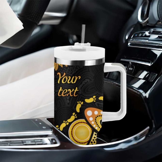 Be Bold Go Gold Aboriginal Ribbon Childhood Custom Stanley Quencher 40Oz Stainless Steel Tumbler With Handle - Image 8