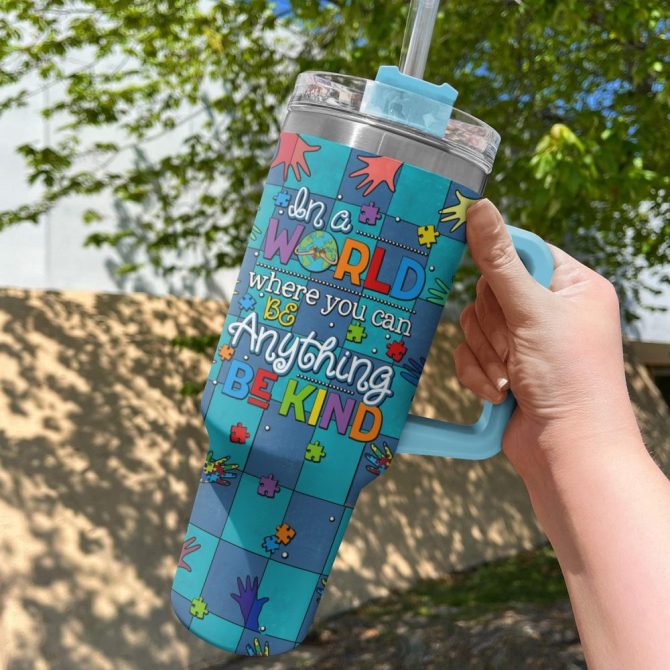 Be Kind Custom Stanley Quencher 40Oz Stainless Steel Tumbler With Handle - Image 2