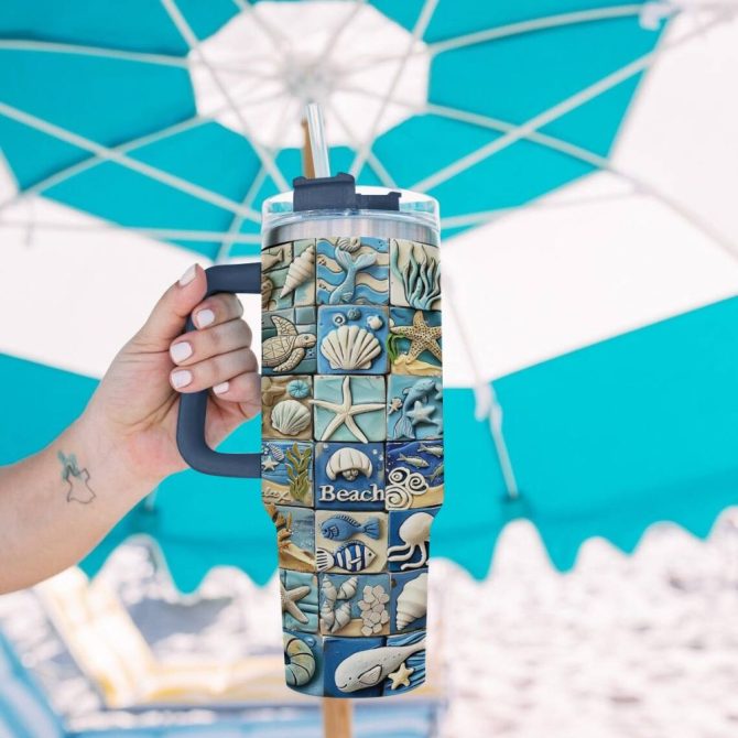 Beach Custom Stanley Quencher 40Oz Stainless Steel Tumbler With Handle - Image 3