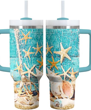 Beach Custom Stanley Quencher 40Oz Stainless Steel Tumbler With Handle