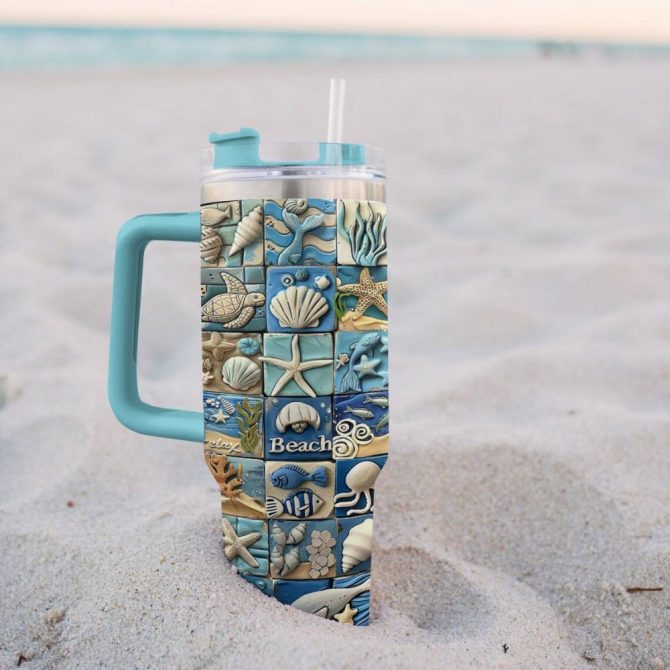 Beach Custom Stanley Quencher 40Oz Stainless Steel Tumbler With Handle - Image 6