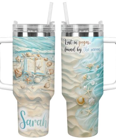 Beach Custom Stanley Quencher 40Oz Stainless Steel Tumbler With Handle