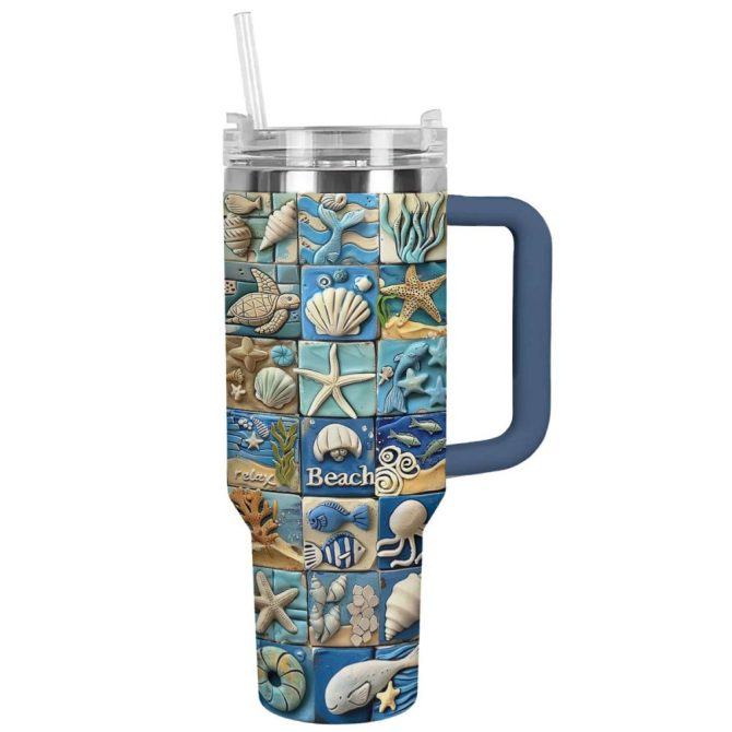 Beach Custom Stanley Quencher 40Oz Stainless Steel Tumbler With Handle - Image 8
