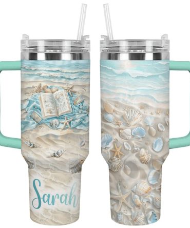 Beach Custom Stanley Quencher 40Oz Stainless Steel Tumbler With Handle