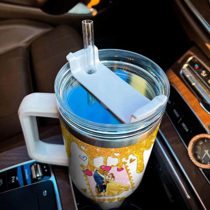 Beauty And The Beast Cartoon Custom Stanley Quencher 40Oz Stainless Steel Tumbler - Image 4
