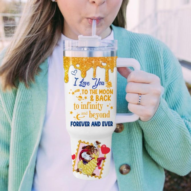 Beauty And The Beast Cartoon Custom Stanley Quencher 40Oz Stainless Steel Tumbler - Image 5