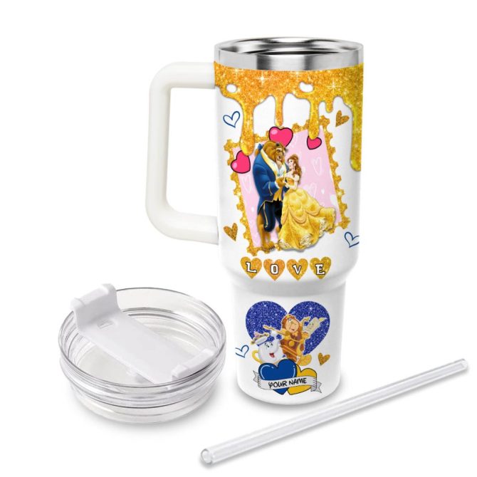 Beauty And The Beast Cartoon Custom Stanley Quencher 40Oz Stainless Steel Tumbler - Image 2