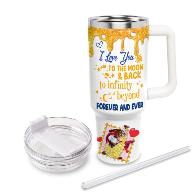 Beauty And The Beast Cartoon Custom Stanley Quencher 40Oz Stainless Steel Tumbler - Image 3