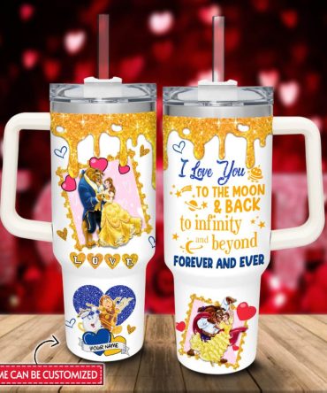 Beauty And The Beast Cartoon Custom Stanley Quencher 40Oz Stainless Steel Tumbler