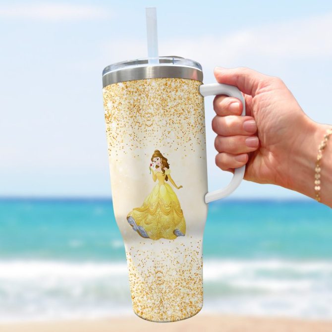 Beauty And The Beast Disney Cartoon Custom Stanley Quencher 40Oz Stainless Steel Tumbler With Handle - Image 3