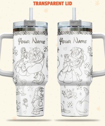 Beauty And The Beast Disney Cartoon Custom Stanley Quencher 40Oz Stainless Steel Tumbler With Handle