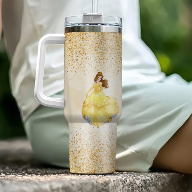 Beauty And The Beast Disney Cartoon Custom Stanley Quencher 40Oz Stainless Steel Tumbler With Handle - Image 5