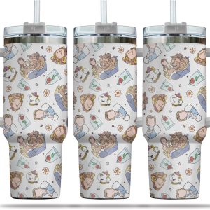 Beauty And The Beast Disney Cartoon Custom Stanley Quencher 40Oz Stainless Steel Tumbler With Handle