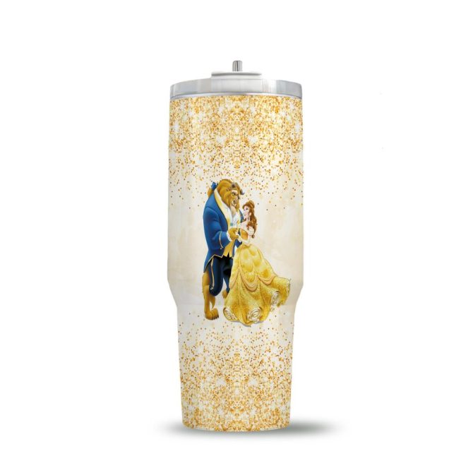Beauty And The Beast Disney Cartoon Custom Stanley Quencher 40Oz Stainless Steel Tumbler With Handle - Image 4