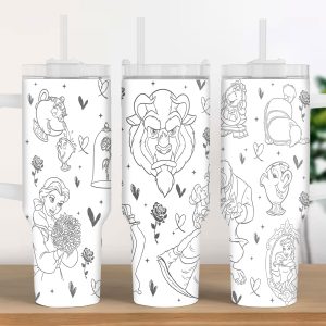 Beauty And The Beast Disney Cartoon Custom Stanley Quencher 40Oz Stainless Steel Tumbler With Handle