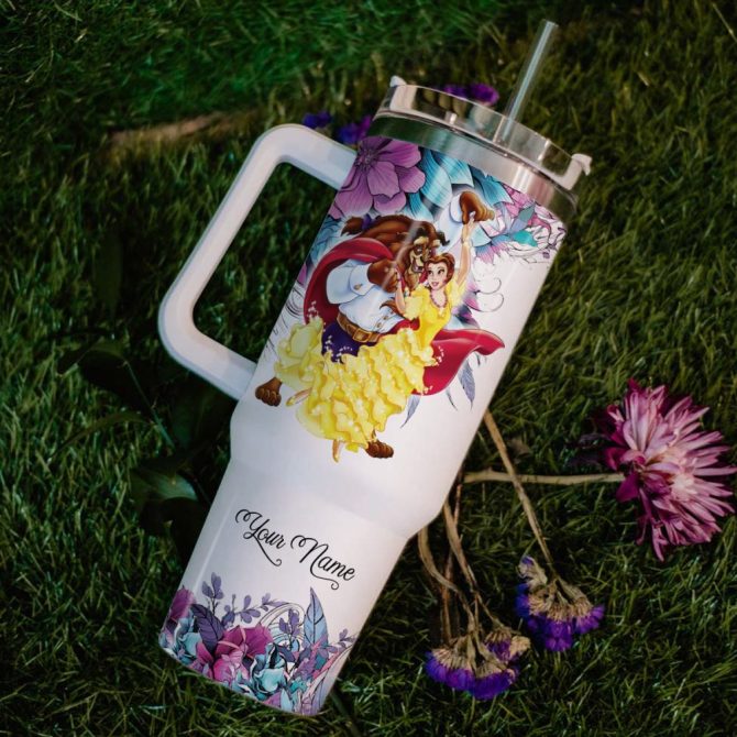 Beauty And The Beast Disney Princess Cartoon Custom Stanley Quencher 40Oz Stainless Steel Tumbler With Handle - Image 6