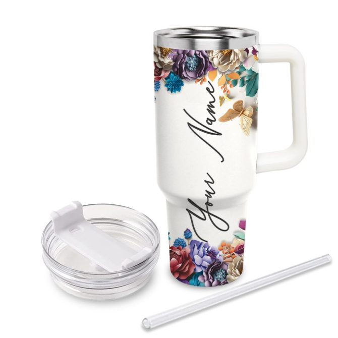 Beauty And The Beast Disney Princess Cartoon Custom Stanley Quencher 40Oz Stainless Steel Tumbler With Handle - Image 3