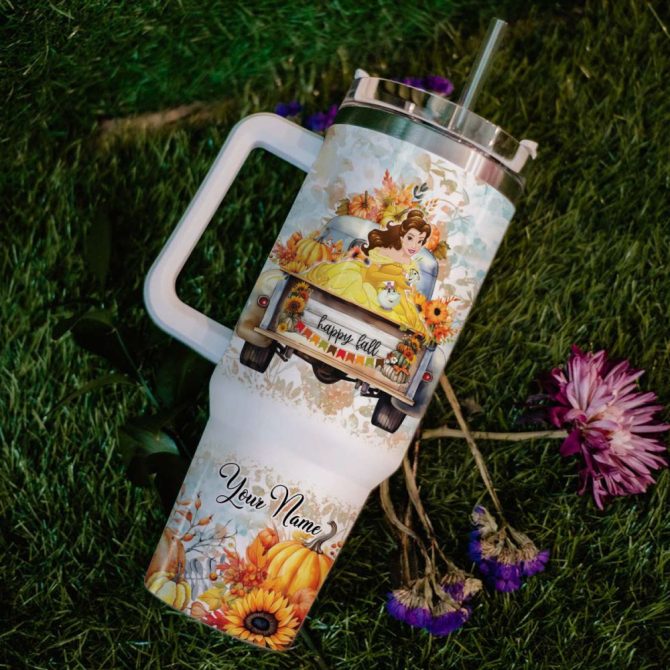 Beauty And The Beast Disney Princess Cartoon Custom Stanley Quencher 40Oz Stainless Steel Tumbler With Handle - Image 7