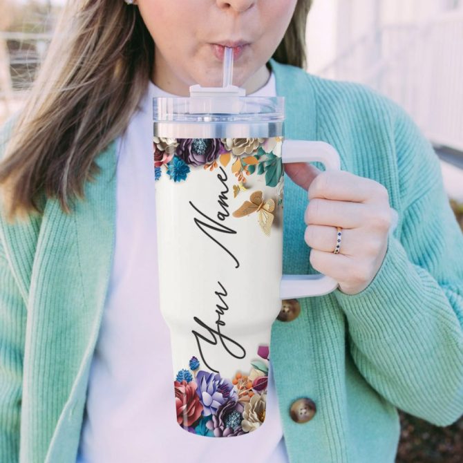 Beauty And The Beast Disney Princess Cartoon Custom Stanley Quencher 40Oz Stainless Steel Tumbler With Handle - Image 5