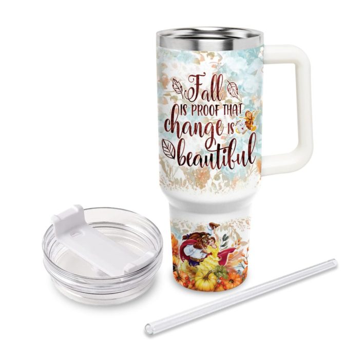 Beauty And The Beast Disney Princess Cartoon Custom Stanley Quencher 40Oz Stainless Steel Tumbler With Handle - Image 4