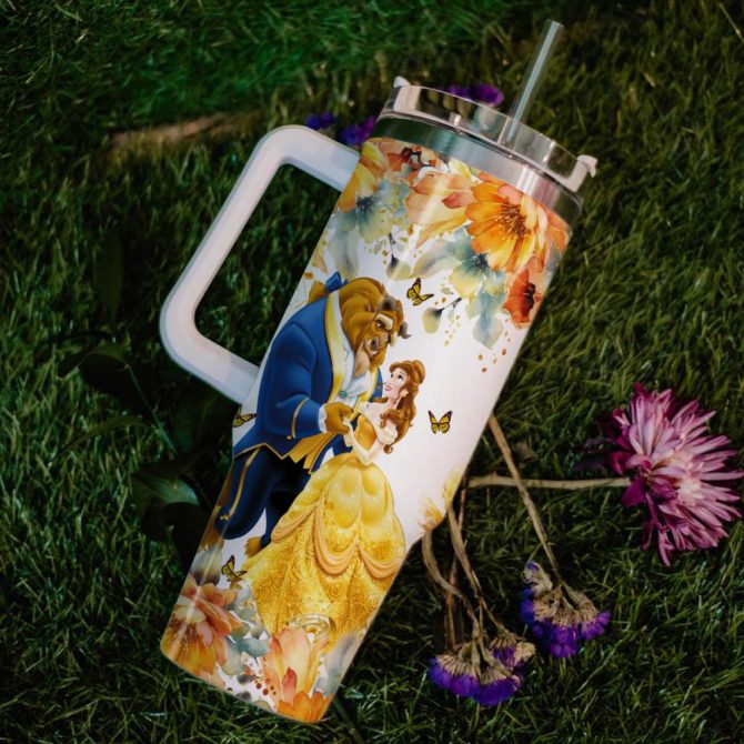 Beauty And The Beast Disney Princess Cartoon Custom Stanley Quencher 40Oz Stainless Steel Tumbler With Handle - Image 6