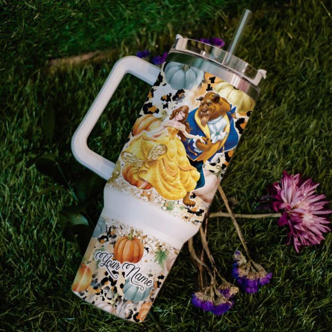 Beauty And The Beast Disney Princess Cartoon Custom Stanley Quencher 40Oz Stainless Steel Tumbler With Handle - Image 6