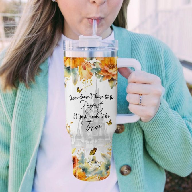 Beauty And The Beast Disney Princess Cartoon Custom Stanley Quencher 40Oz Stainless Steel Tumbler With Handle - Image 5