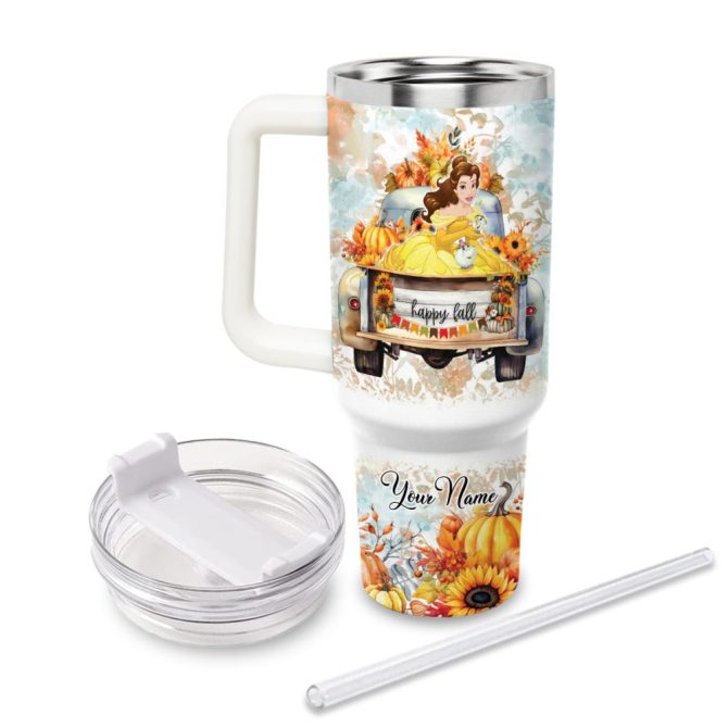 Beauty And The Beast Disney Princess Cartoon Custom Stanley Quencher 40Oz Stainless Steel Tumbler With Handle - Image 3